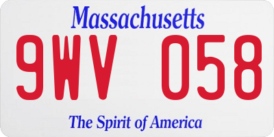 MA license plate 9WV058