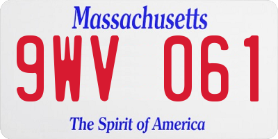 MA license plate 9WV061
