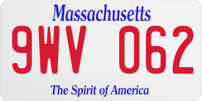 MA license plate 9WV062