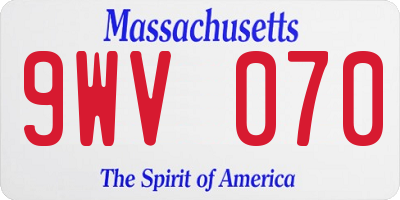MA license plate 9WV070