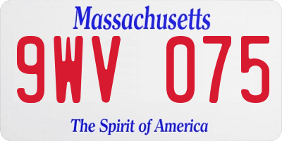 MA license plate 9WV075
