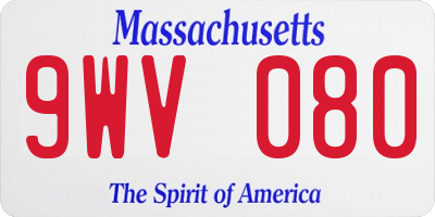 MA license plate 9WV080