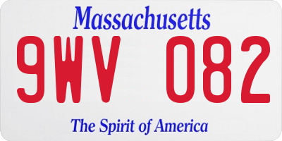 MA license plate 9WV082