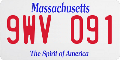 MA license plate 9WV091