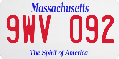 MA license plate 9WV092