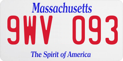 MA license plate 9WV093