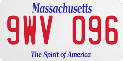 MA license plate 9WV096