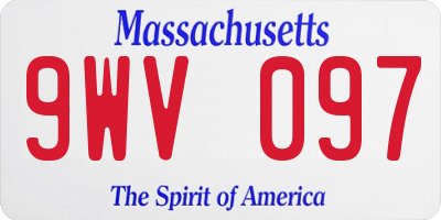 MA license plate 9WV097