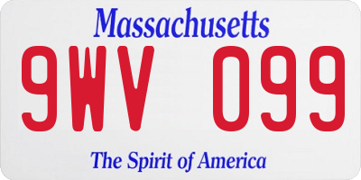 MA license plate 9WV099