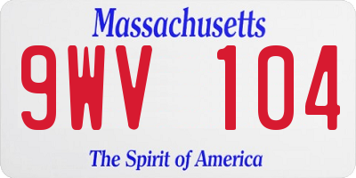 MA license plate 9WV104