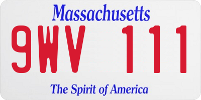 MA license plate 9WV111
