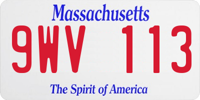 MA license plate 9WV113