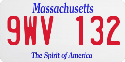 MA license plate 9WV132