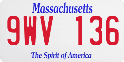 MA license plate 9WV136
