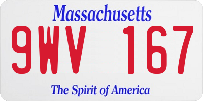 MA license plate 9WV167