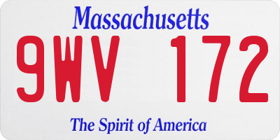 MA license plate 9WV172