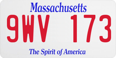 MA license plate 9WV173
