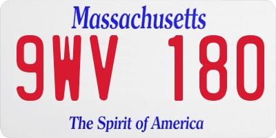 MA license plate 9WV180
