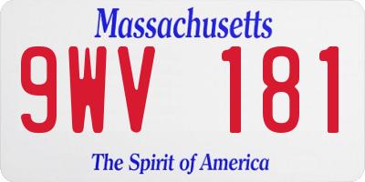 MA license plate 9WV181