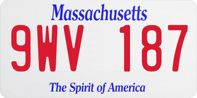MA license plate 9WV187