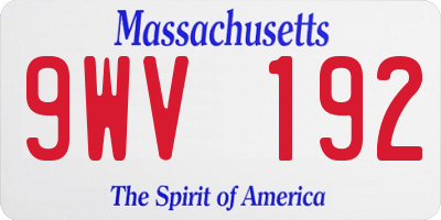 MA license plate 9WV192