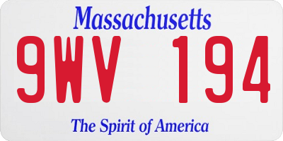 MA license plate 9WV194