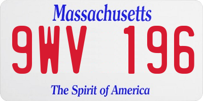 MA license plate 9WV196