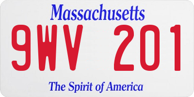 MA license plate 9WV201