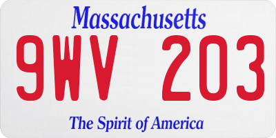 MA license plate 9WV203