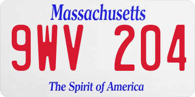 MA license plate 9WV204