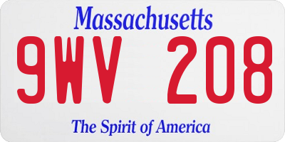 MA license plate 9WV208
