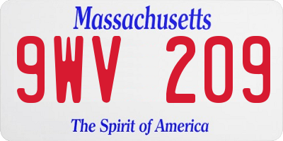 MA license plate 9WV209