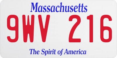 MA license plate 9WV216