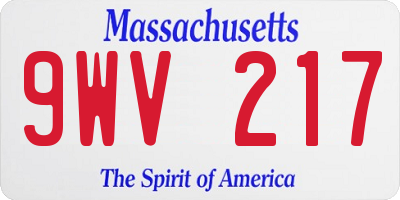 MA license plate 9WV217