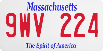 MA license plate 9WV224