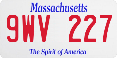 MA license plate 9WV227