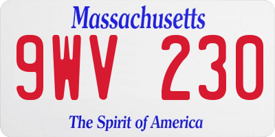 MA license plate 9WV230