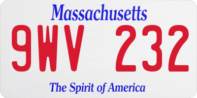 MA license plate 9WV232