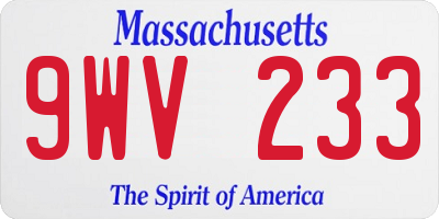 MA license plate 9WV233