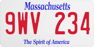 MA license plate 9WV234