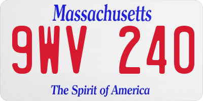MA license plate 9WV240