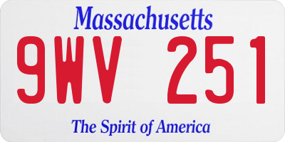 MA license plate 9WV251