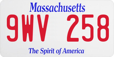 MA license plate 9WV258