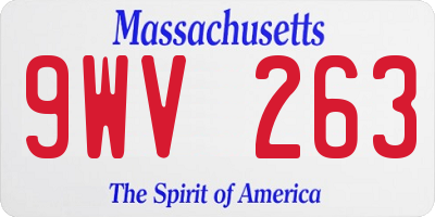 MA license plate 9WV263