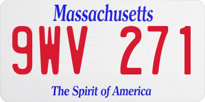 MA license plate 9WV271
