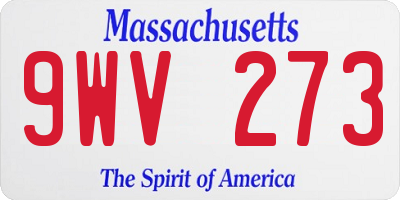 MA license plate 9WV273
