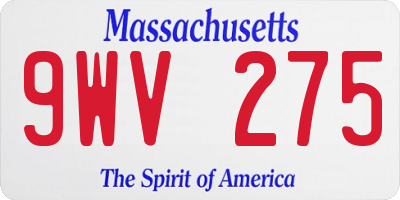 MA license plate 9WV275