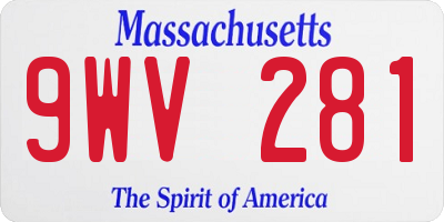 MA license plate 9WV281