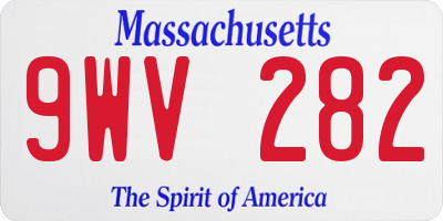 MA license plate 9WV282