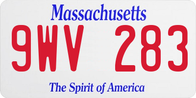 MA license plate 9WV283